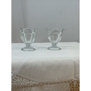 Vintage Anchor Hocking Glass Dessert Bowls Ice Cream Sundae Sherbet Cups Set 2